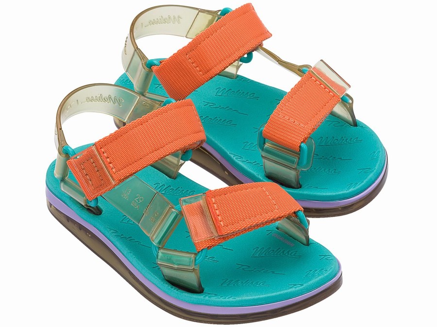 Sandalias Melissa Rider Papete Contrast Niños - Turquesa - Argentina SNP-256349
